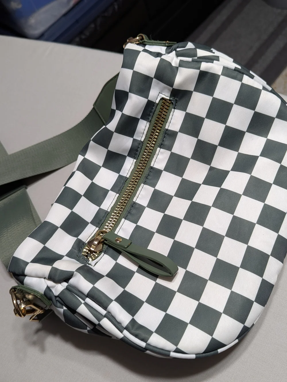 Checkerboard Crossbody Bag in Black & White